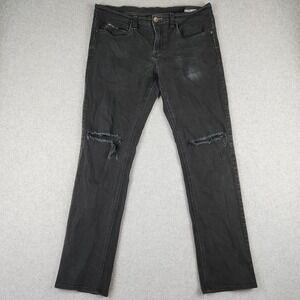 Empyre Skeletor Skinny Jeans Mens 35x31 Distressed Washed Black Knee Rips